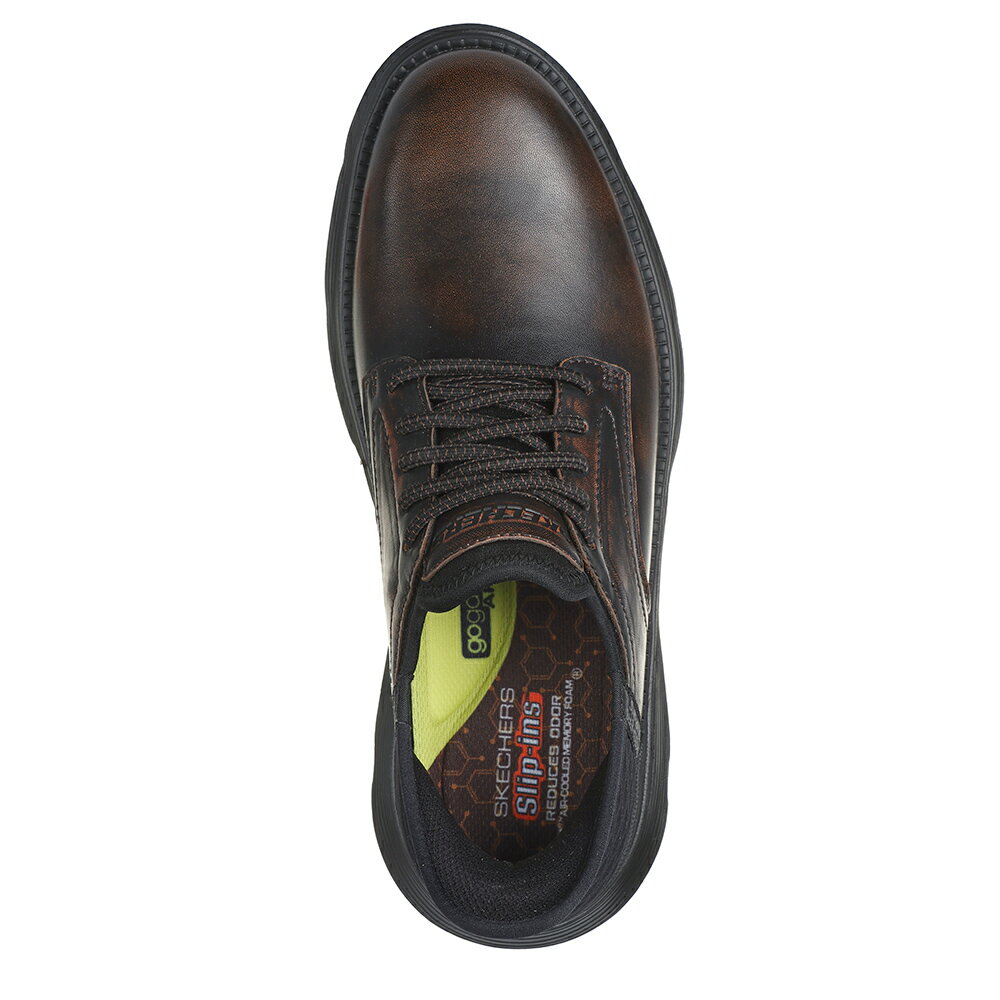 【今ならクーポンで600円OFF〜最大2,000円OFF！】スケッチャーズ メンズ スリップインズ 205046-dkbr スニーカー SKECHERS スリッポン Slip-ins 靴 ハンズフリー レザー 本革 ゴム紐 Garza Gervin ビジネス カジュアル メモリーフォーム 高反発 立ったまま履ける