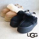 UGG アグ 厚底 レディース サボ サンダル 4.4cmヒール プラットフォーム バックストラップ スウェード EVA ファー ボリューム 1113474 -...