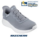 スケッチャーズ メンズ 118300 GRY グレー スニーカー SKECHERS スリッポン スリップインズ ボブス BOBS SQUAD CHAOS-DAILY HYPE Slip-ins ハンズフリー ストレッチレース ゴム紐 低反発インソール 洗濯機洗い可能