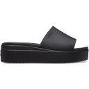 crocs クロックス 国内正規品 208728 Brooklyn Slide Black 001 ブルックリン スライド ロー ウェッジ サンダル 厚底 ブラック 黒 レディース 女性 トレンド カジュアル シンプル