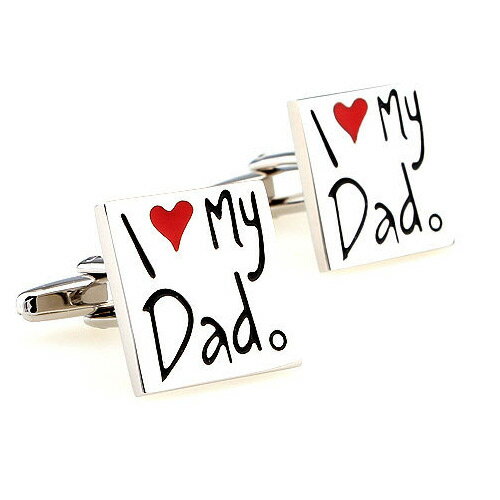 【30％OFFクーポン有】パーティードレス I　LOVE　MY DAD　パパ大好き カフスボタン 【　　イギリス ユニオンジャック 　カフス シルバー 　ビジネス ギフト 祝福 結婚式 新生活　プレゼント 贈り物　かっこいい　可愛い　GIFT　誕生日　　】父の日 ギフト 黒