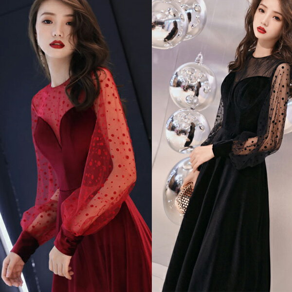【20％OFFクーポン】パーティードレス 送料無料 ロングドレス　パーティードレス 結婚式 ワンピース 大きいサイズ有 演奏会 袖あり 袖付き 成人式 同窓会 演奏会 ドレス 20代 33代 袖あり 袖付き 黒 ブラック 赤 ミモレ丈 ブライズメイド ドレス ピンク グリーン グレ