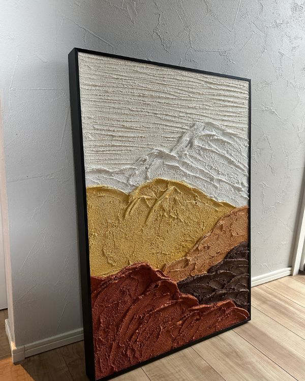 Rakuten - キャンバスアート モダン 抽象画 ベージュ モノトーン 壁掛け アートパネル 50×70cm フレーム付き 韓国インテリア 北欧 シンプル ウォールアート 寝室 リビング サロン ギフト