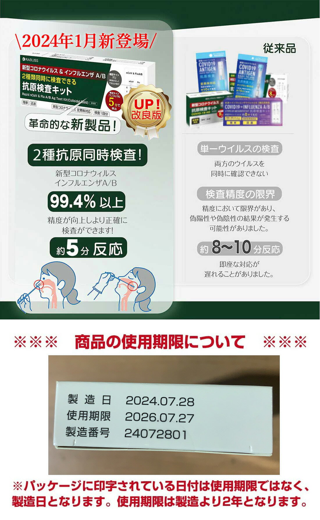 【日本製・Wチェック】2024年最新版・ 5分検出 新型 ダブルチェック 15時まで当日発送 インフルエンザウイルスA/B 3自宅検査 セルフ検査キット 検査キット 痛くない 鼻腔検査 インフルエンザ検査キット 抗原検査キット インフルエンザ コロナ 検査キット 3