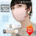 最安値挑戦+30枚特典付き★花粉対策★季節性敏感肌オススメ クールマスク UVカット99% MASK KING 3Dマスク高機能マスク ライラックアッシュ 立体...