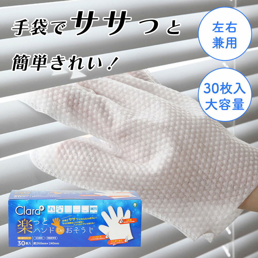掃除手袋 使い捨て ホコリ汚れ取り ワイパー手袋 30枚 お掃除ミトン 左右兼用 モップ手袋 サッシ すき..