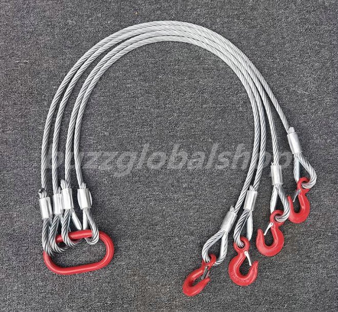 玉掛け ワイヤーロープ 4本吊り フック付き 使用荷重2t 長さ1m 亜鉛メッキ鋼製 ワイヤースリング 玉掛ワイヤー