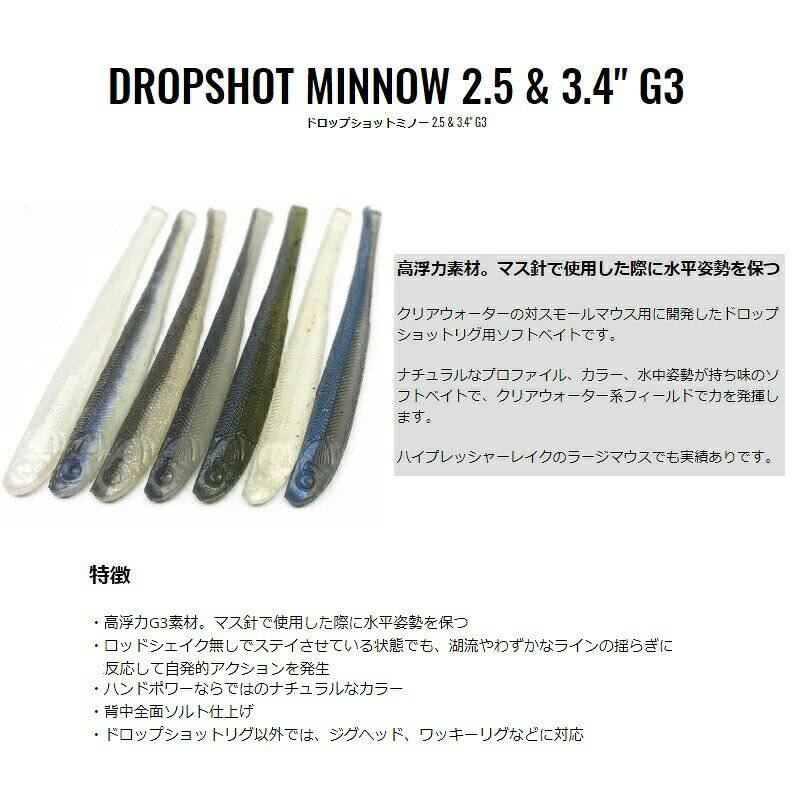 ニシネルアーワークス ドロップショットミノーG3 2.5インチ #シャイナー | 釣具 釣...