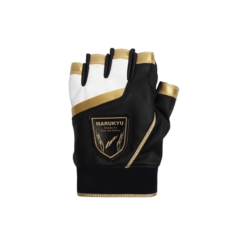 マルキュー フィッシンググローブTR-01 5本切り左手 LL ブラック/ゴールド | 釣具 釣り フィッシング