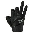 ダイワ DG-2225 フェイクレザーグローブ 3本カット ブラック XL | 釣具 釣り フィッシング
