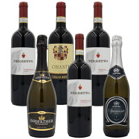 【6本セット】イタリア 人気 ワイン ＆ スパークリング 750ml × 6本（白 スパークリング × 2本・赤 × 4本）