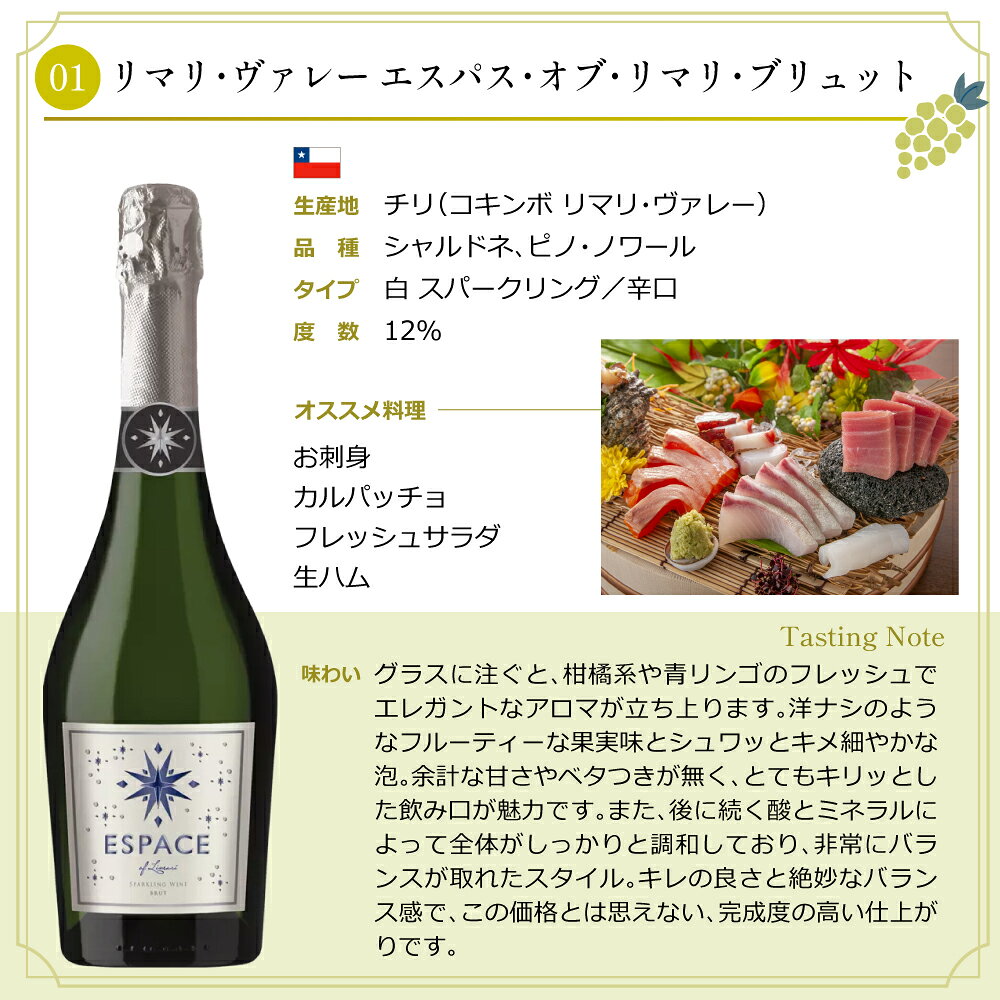 【6本セット】エノテカ 厳選 スパークリング ワイン 白 750ml × 6本 セット チリ スペイン 南アフリカ イタリア 送料無料 r-concier-10004572 SAKE People サンプル画像2