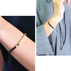 【3秒装着/マグネットクラスプ】★クリスタルチャームブレスレット/ブラックスウェード★ブレスレットマグネットクラスプレディース華奢華やか高見え結婚式SMLLL※メール便送料無料
