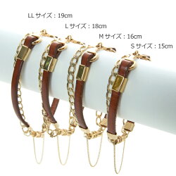 【3秒装着/マグネットクラスプ】★ビット&チェーンレザーブレスレット★ブレスレット革金具イタリアンレザーマグネット簡単装着※「ネコポス」送料無料アクセサリーレディース