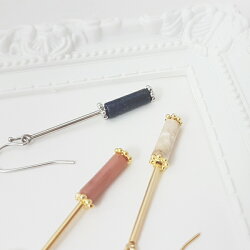 ★天然石コラムピアス/ノンホールピアス★
