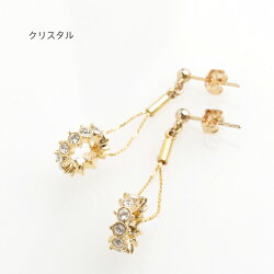 ★クリスタルロンデルフープピアス/ノンホールピアス★クリスタルレッドブラックダイヤイヤリングノンホールピアスレディース揺れる華やか高見え※メール便送料無料