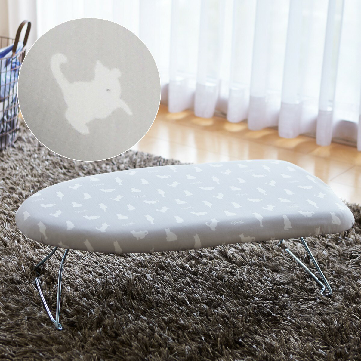 アイロン台 舟形 折りたたみ 舟形アイロン台 コンパクト スリム 猫 山崎実業 アイロンボード 使いやすい 軽量スチールメッシュアイロン台 ネコプレス グレー