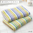 バスタオル 60×120cm 2枚組 タオル 綿100% 乾きやすい 薄手 バスタオル パステルストライプ 2色組