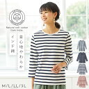 インド綿100％ Tシャツ レディース 7分袖 ボーダー 春 夏 LL 3L 大きいサイズ 大きめ ゆったり 綿100% コットン100% Uネック 丸首 やわらかい ナチュラル きれいめ 透けない シンプル エコテッ…