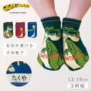 恐竜 靴下 子ども キッズ 男の子 3柄組 13-19cm キャラクター スニーカーソックス ギガントサウルス 名前が書ける ギガントサウルススニーカー丈ソックス