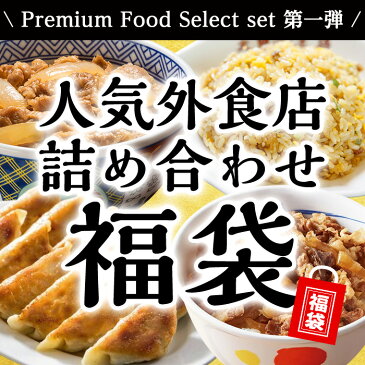 人気外食店詰め合わせ福袋 4種20人前 総重量3kg超 吉野家 冷凍牛丼の具 松屋 プレミアム仕様牛めしの具 大阪王将 炒めチャーハン バーミヤン 冷凍ぎょうざ 外食応援　福袋 食品 フードロス 食品ロス グルメ福袋 復興福袋　お取り寄せグルメ