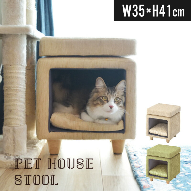 ペットスツール 角型 PET-62 キャットハウス ペットハウス ねこ 猫 CAT 小型犬 キャットスツール クッション付き 椅子型ペットハウス かわいい