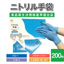 ニトリル手袋 200枚(100枚入り2箱) パウダーフリー SS S M L サイズ ブルー 100枚 使い捨て ナチュラル ニトリル 使い捨て 手袋 極薄 掃除 介護 DIY ガーデニング 美容 機器作業 業務用 作業用 キッチン 水回り 清掃 男女兼用 (メーカー直販）