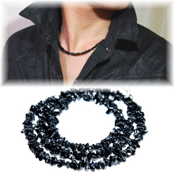 ブラックスピネルネックレス(さざれタイプ)/選べる38cm-60cm 天然石ネックレス サザレ