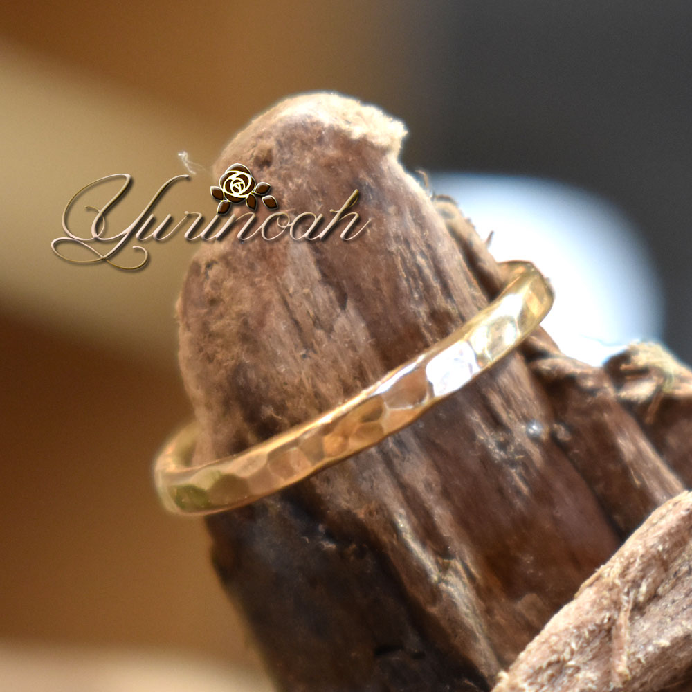 14KGF◆きらきら槌目のトゥリング(足指リング)【オーダーメイド】