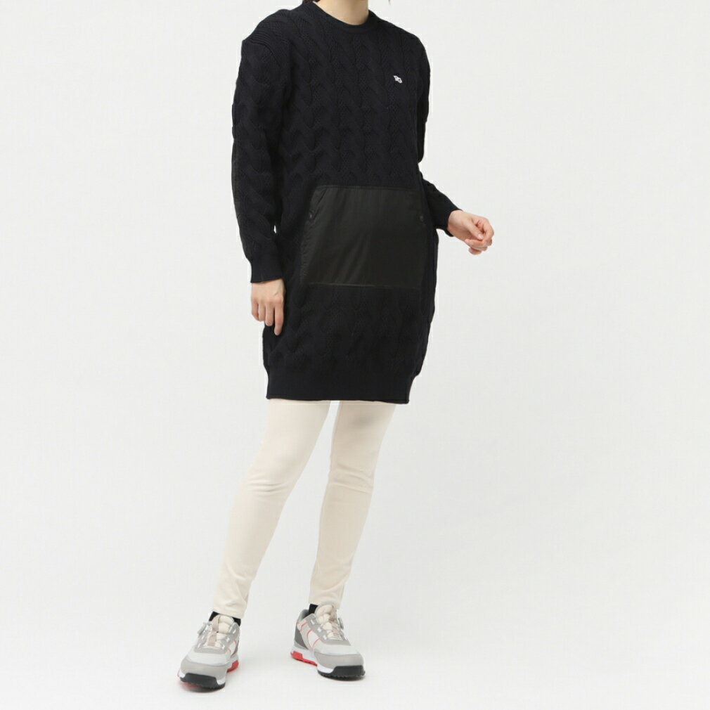 パーリーゲイツ レディース ゴルフウェア ダウンジャケット 秋 冬 地柄クルーネックニット中綿ワンピース (0554224108) PEARLY GATES