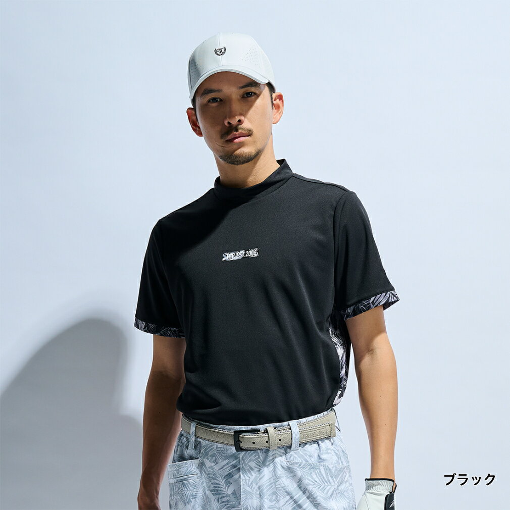 ティゴラ ゴルフウェア 半袖シャツ 春 夏 遮熱UVカット鹿の子切替半袖モックシャツ (TR-1H1175H) メンズ TIGORA