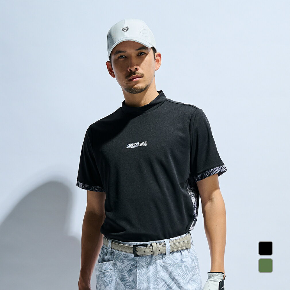 ティゴラ ゴルフウェア 半袖シャツ 春 夏 遮熱UVカット鹿の子切替半袖モックシャツ (TR-1H1175H) メンズ TIGORA