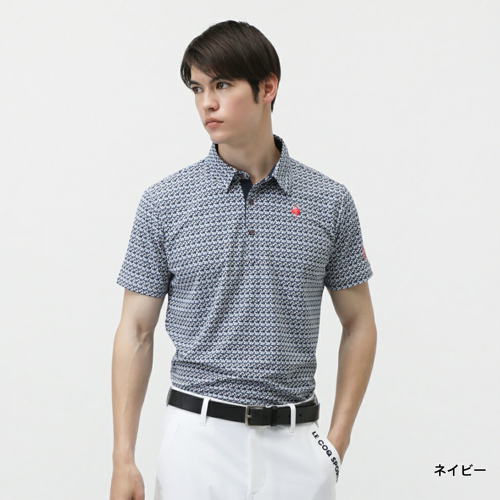 ルコックスポルティフ ゴルフ ゴルフウェア 半袖シャツ 春 夏 トライアングル小柄半袖シャツ (LG5SHS06M) メンズ le coq sportif GOLF