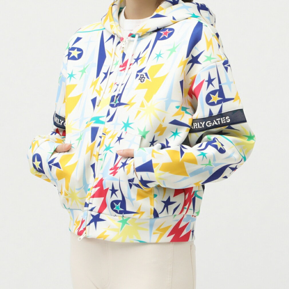 パーリーゲイツ レディース ゴルフウェア 長袖トレーナー 秋 冬 鹿の子ダンボールボンディング ギザ星..