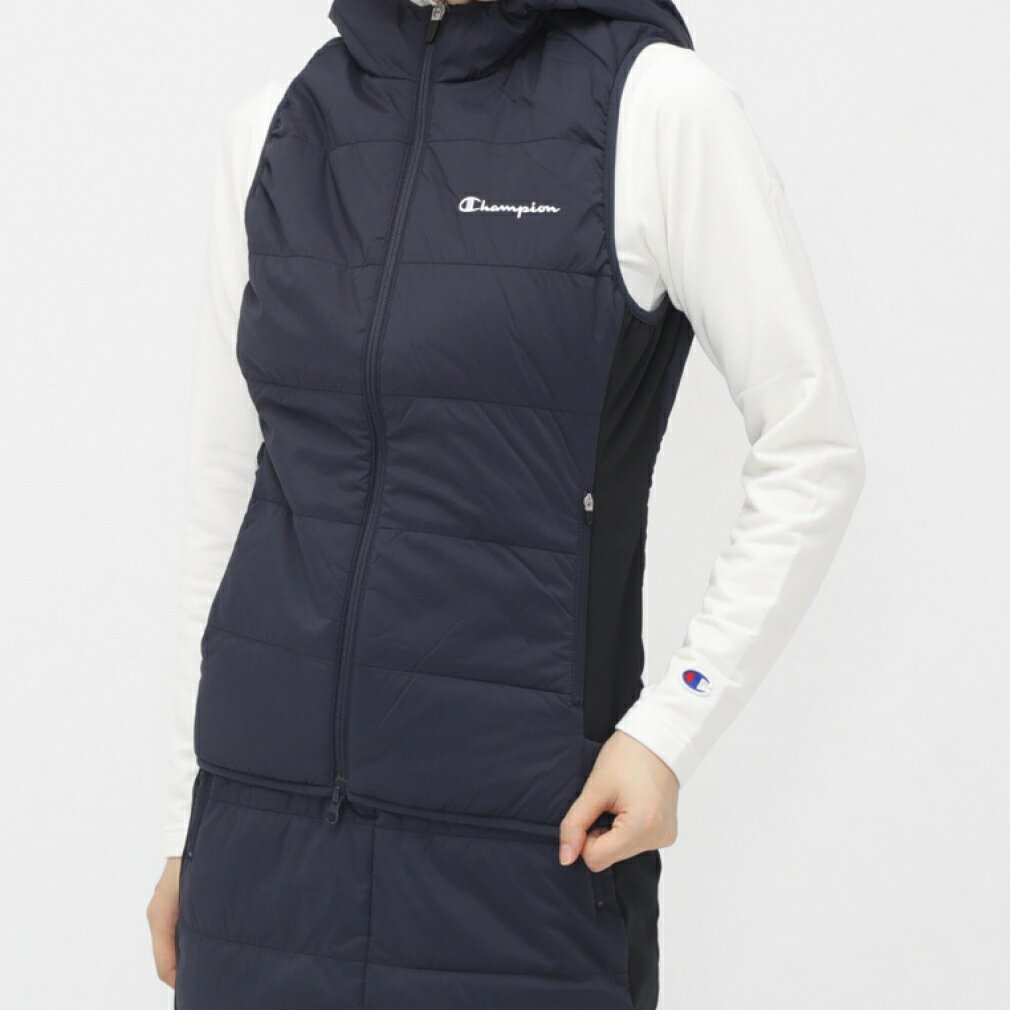チャンピオン レディース ゴルフウェア ダウンベスト 秋 冬 ストレッチジップアップパーカベスト_ストレッチ性 保温性 防風性 撥水性 (CW-AG606) Champion