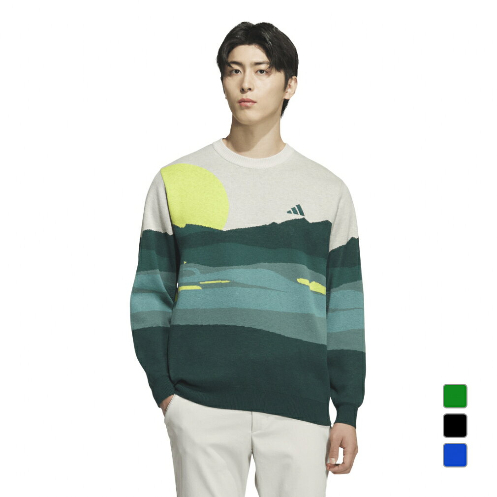 アディダス ゴルフウェア 長袖セーター 秋 冬 グラフィック クルーネックセーター (JVU98) メンズ adidas