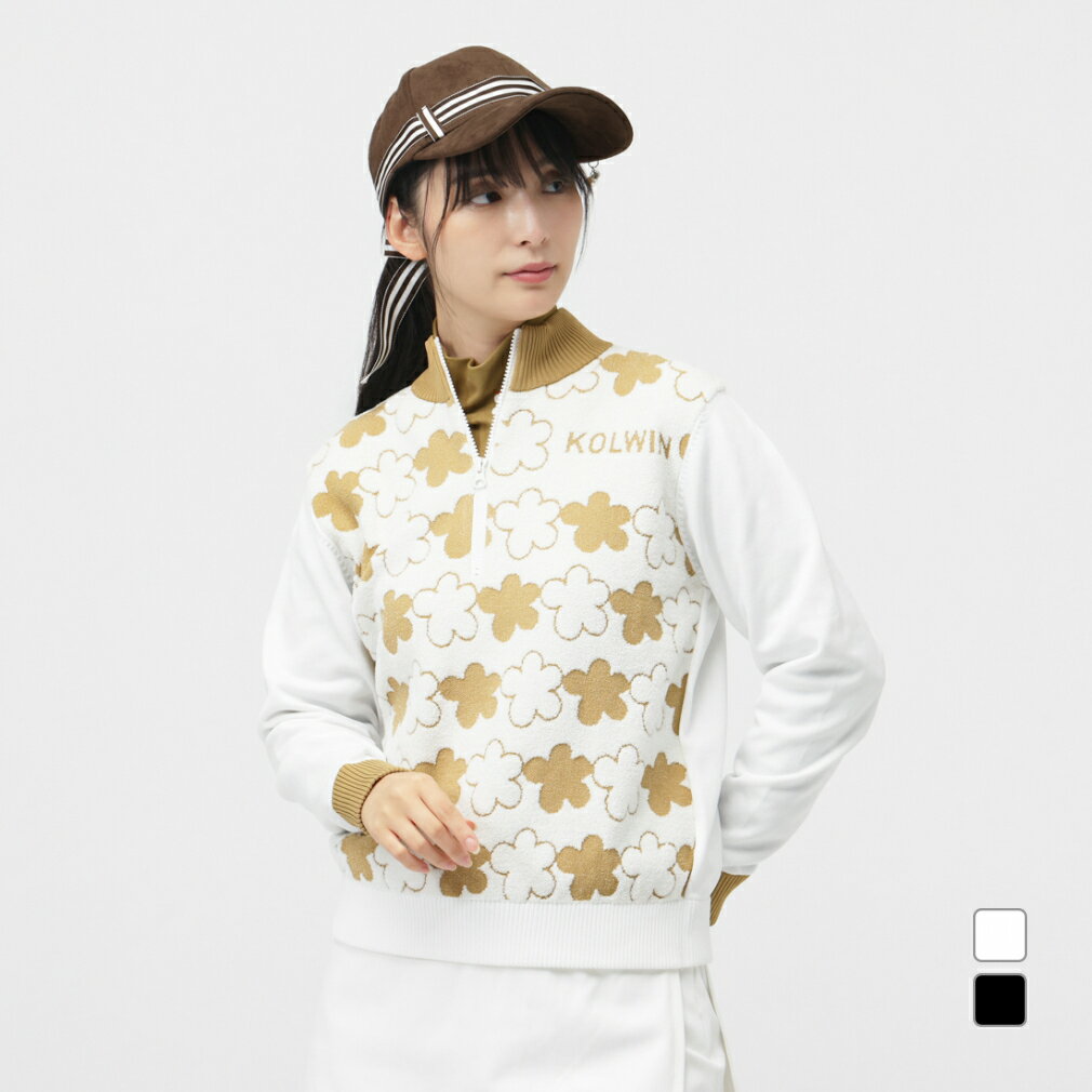 コルウィン レディース ゴルフウェア 長袖セーター 秋 冬 ハーフジップセーター (KO-1S2335Z) Kolwin