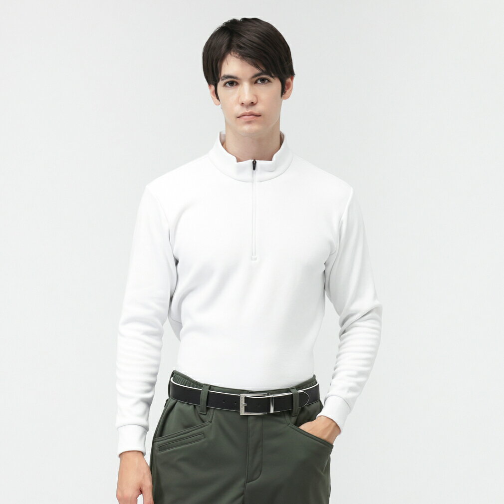 ティゴラ ゴルフウェア 長袖シャツ 秋 冬 ＋5℃アイヒートハーフジップシャツ無地 (TR-1L1525Z-HWH) メンズ TIGORA