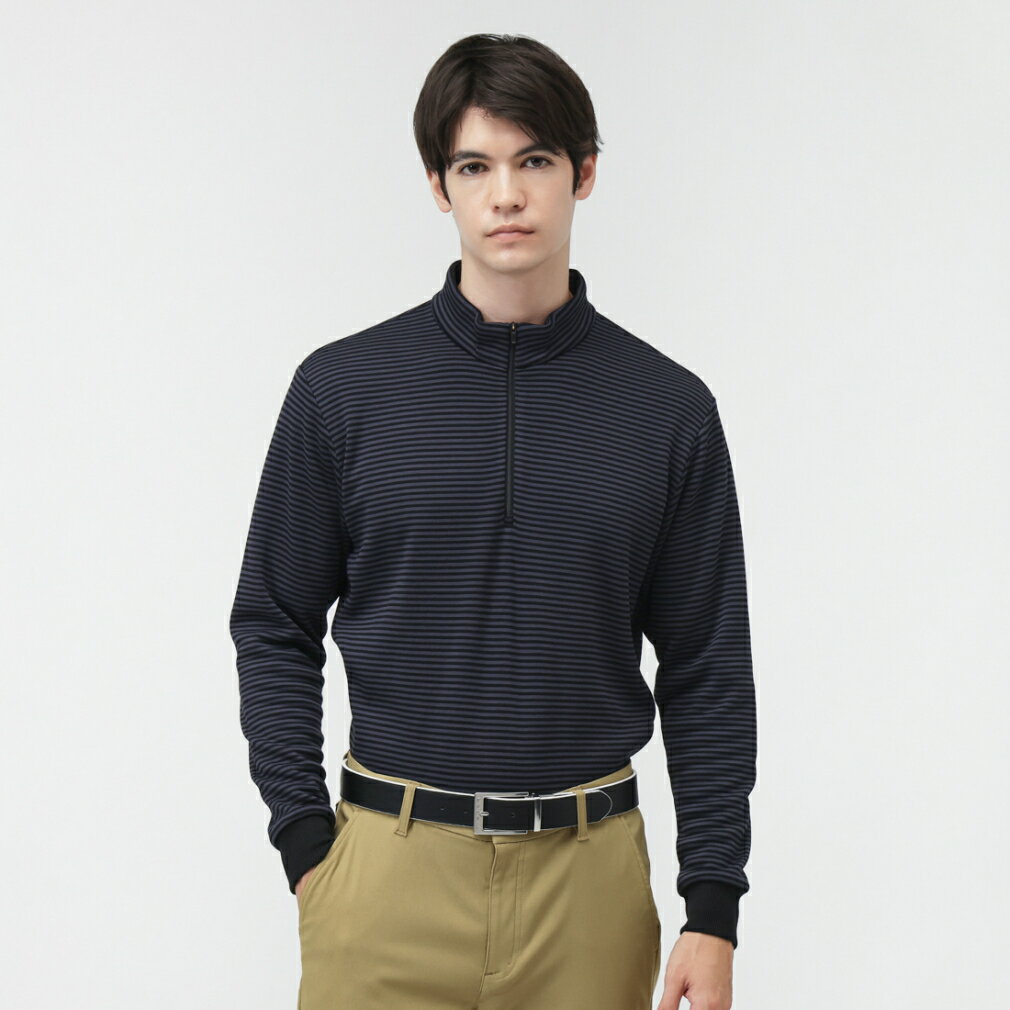 ティゴラ ゴルフウェア 長袖シャツ 秋 冬 ＋5℃アイヒートハーフジップシャツ柄 (TR-1L1535Z-HBK) メンズ TIGORA