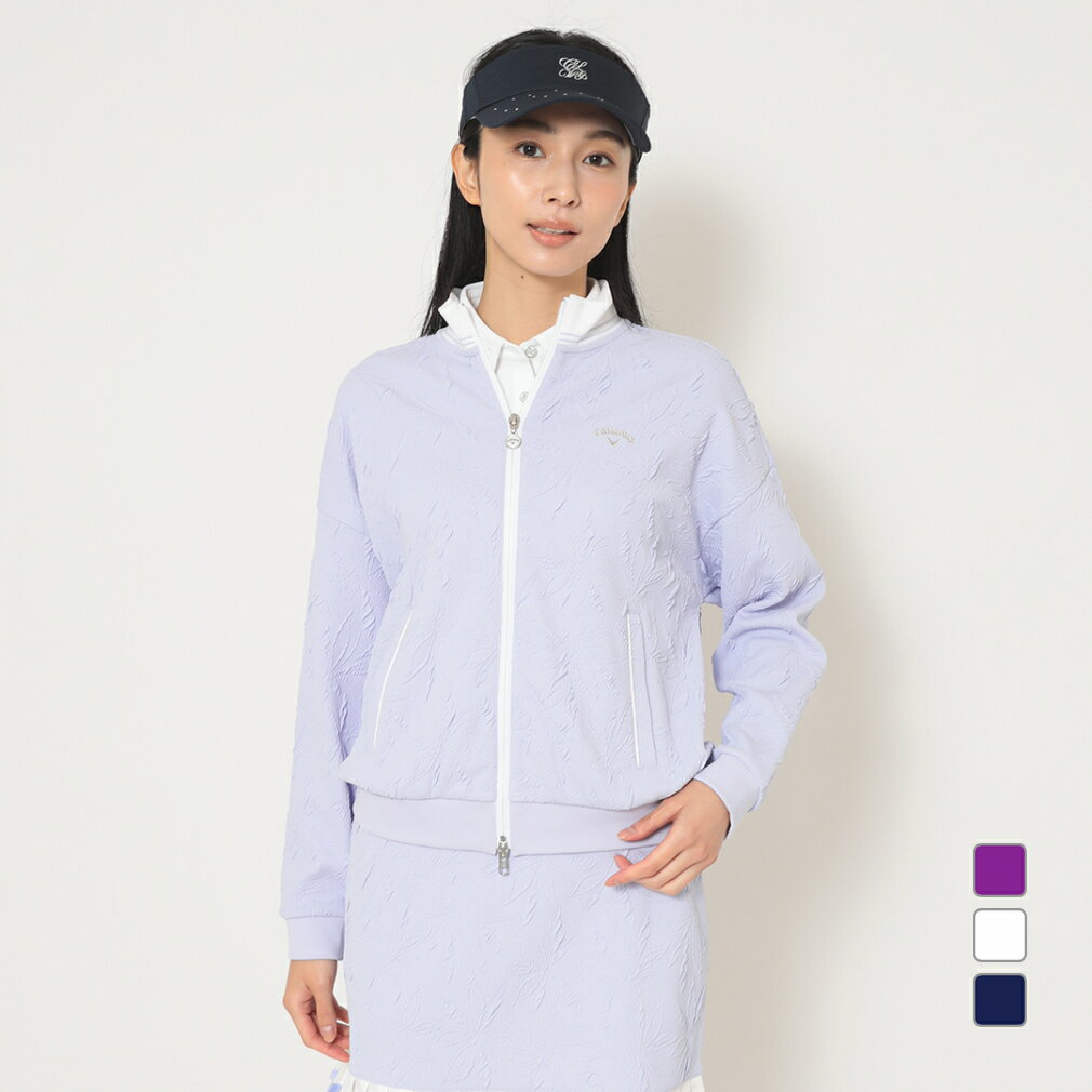 キャロウェイ レディース ゴルフウェア 長袖トレーナー 秋 冬 フラワージャカードフルジップスウェット..