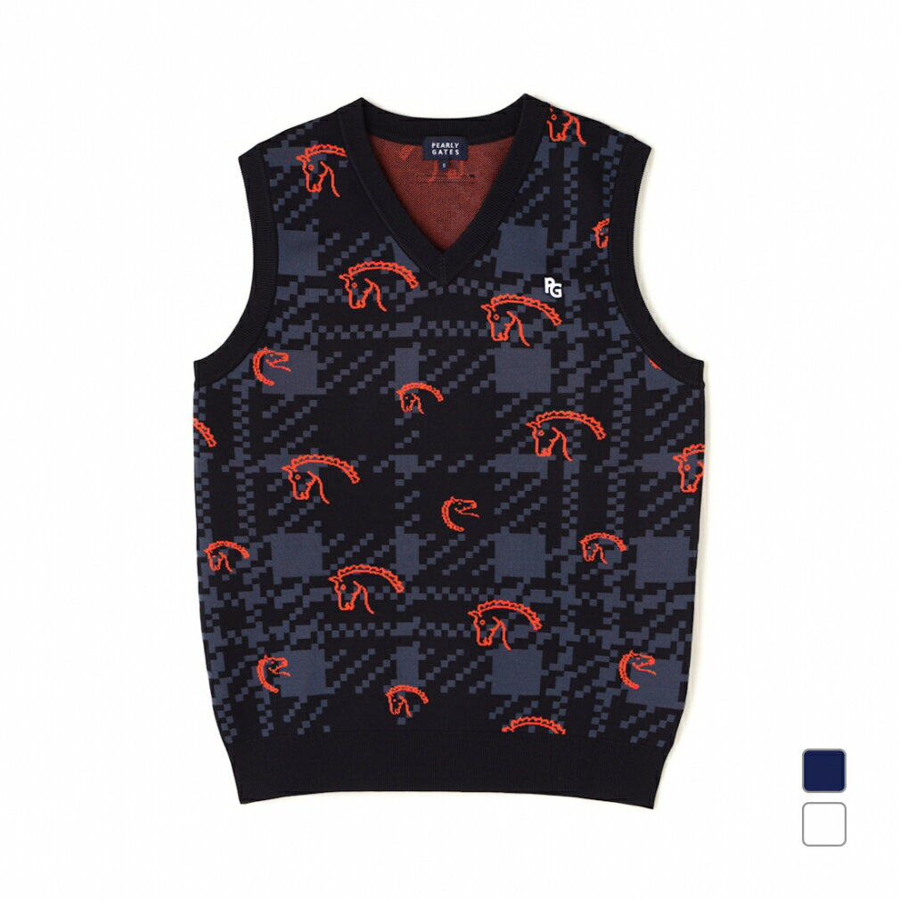 パーリーゲイツ ゴルフウェア ベスト 秋 冬 ポリエステルヤーンmm 線画馬柄JQ (0534273919) メンズ PEA..