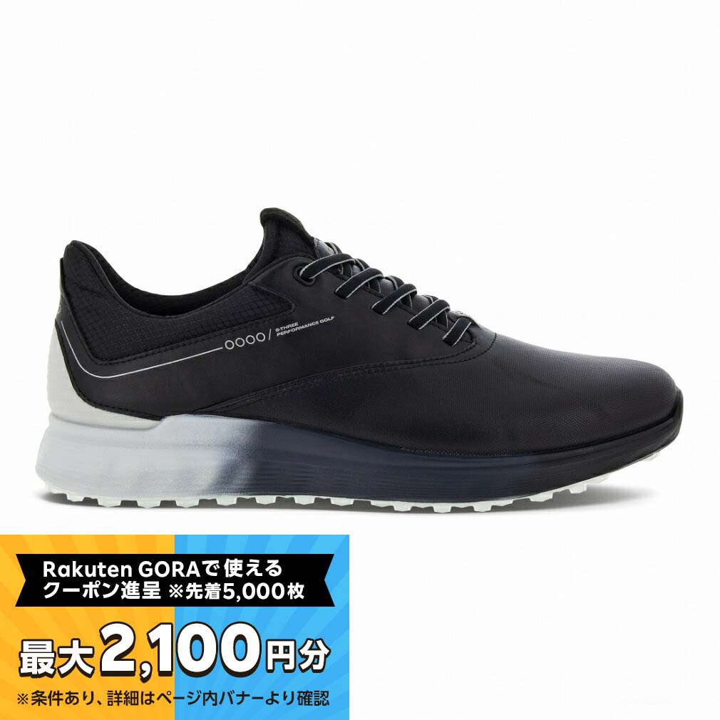 【最大2100円分！購入金額に応じてゴルフ場予約クーポンプレゼント】 エコー ゴルフシューズ エス スリー S-THREE (EG102944) メンズ ゴルフ シューレース式スパイクレスシューズ 3E : ブラック ECCO その1
