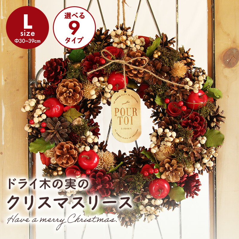 クリスマス リース 即日出荷 ドライ木の実のクリスマスリースL 玄関 クリスマスリース おしゃれ ドライリース ナチュラルリース 木の実のリース インテリア 送...