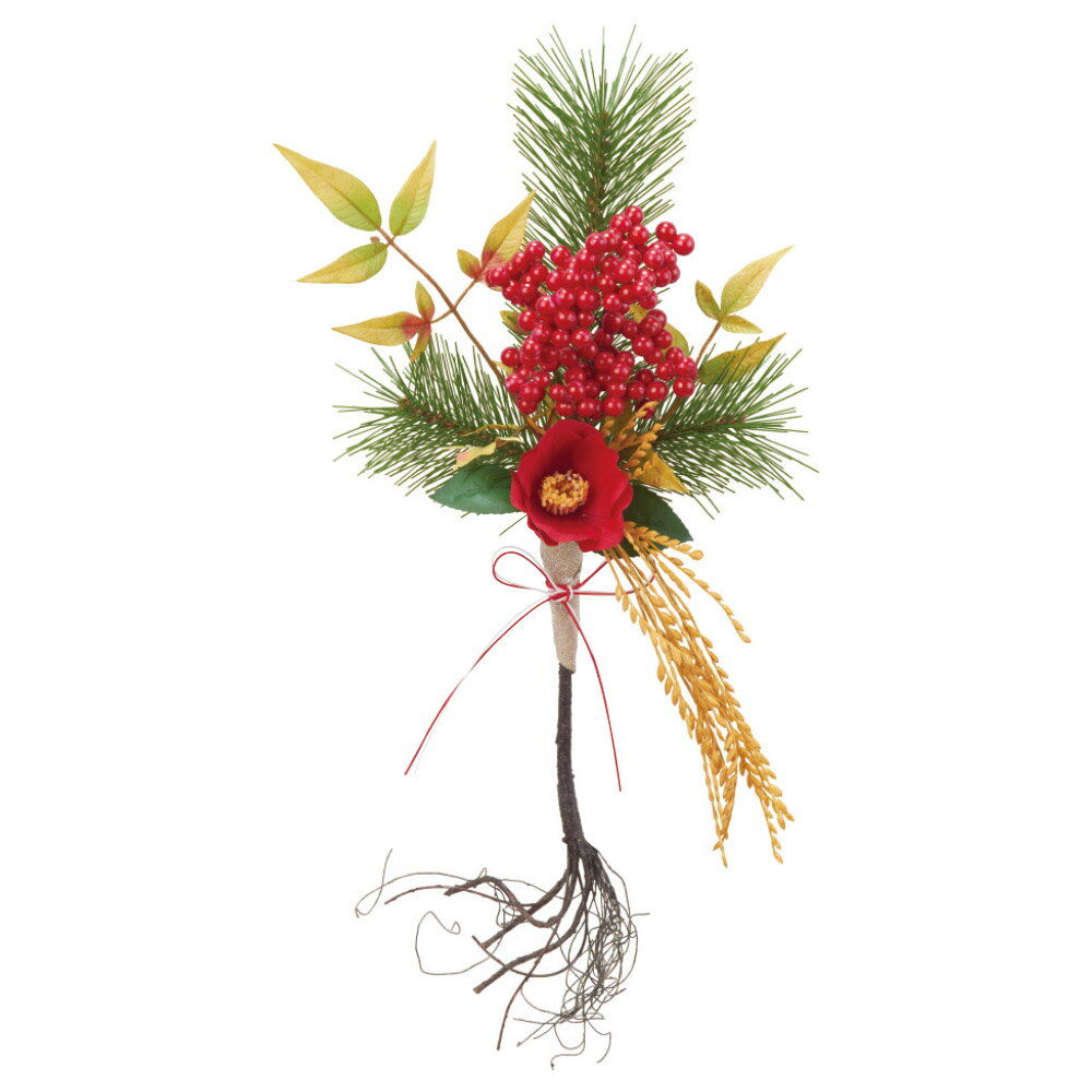 【ポイント5倍中 11/16 23:59迄】 お正月飾り とりよせ品 根引き松と椿の壁飾り しめ縄 注連縄 しめなわ 玄関 壁掛け リース スワッグ 吊るす 飾り 装飾 新春 迎春 迎春用品 お正月アレンジ お正月雑貨 新年のお飾り 縁起物 和風 アスカ ASCA アスカ商会のサムネイル