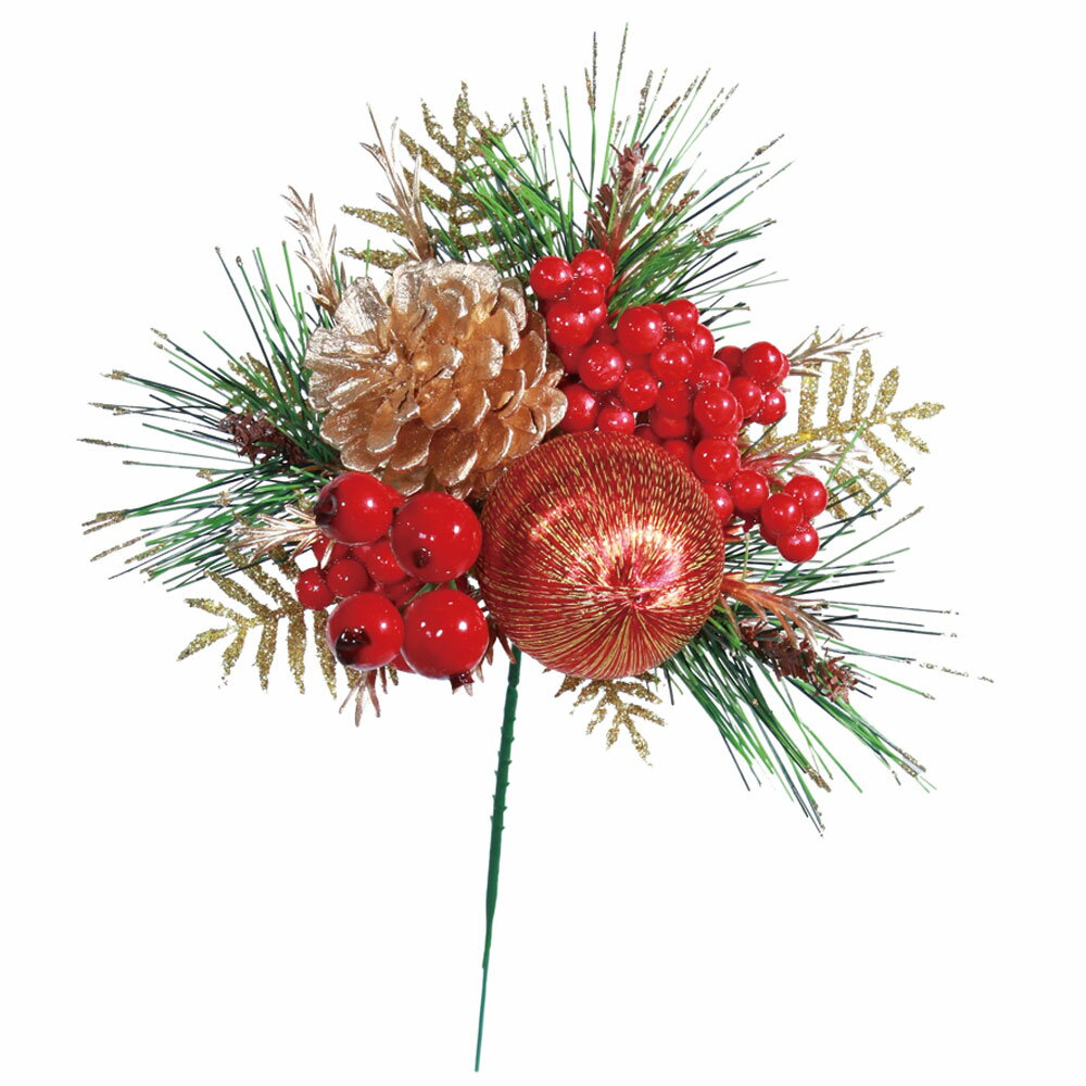 【P10倍 12/31まで！】 正月 装飾 とりよせ品 迎春ピック Cレッド 正月ピック 迎春ピック 造花 シルクフラワー イミテーション アーティフィシャルフラワー フェイク 新春 迎春用品 お正月 ビバ工芸