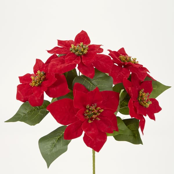 【ポイント5倍中 2/26 09:59迄】 クリスマス 造花 とりよせ品 ベルベットポインセチアブッシュ×5 ポインセチア 造花 オーナメント クリスマス 花材 素材 アレンジ アレンジ材料 インテリア 雑貨 ディスプレイ デコレーション パーツ クリスマスリース 雪