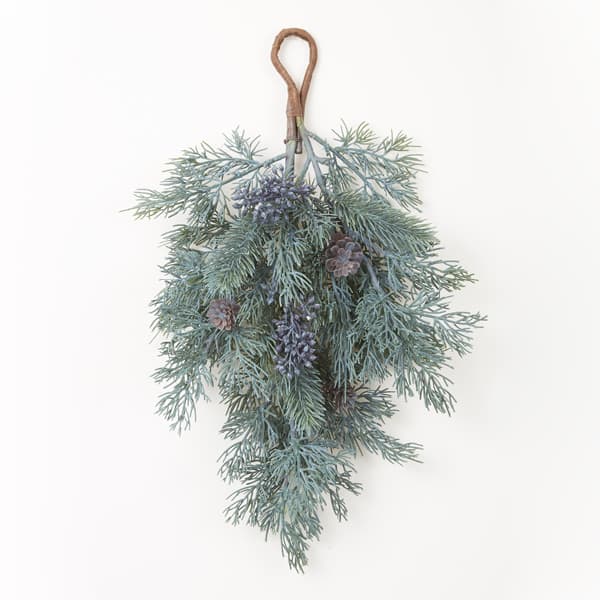 《 クリスマス リース 》◆とりよせ品◆ スモールベリーティアドロップ ブルーグリーン造花 クリスマスリース スワッグ ハンガー ツリー クリスマスツリー もみの木 葉っぱ オーナメント クリスマス 雑貨のサムネイル