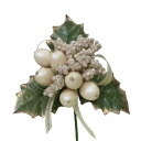 【ポイント10倍中 7/26 09:59迄】 クリスマス 造花 実もの とりよせ品 ベリーピック クリーム ピック 造花 もみの木 葉っぱ オーナメント クリス...