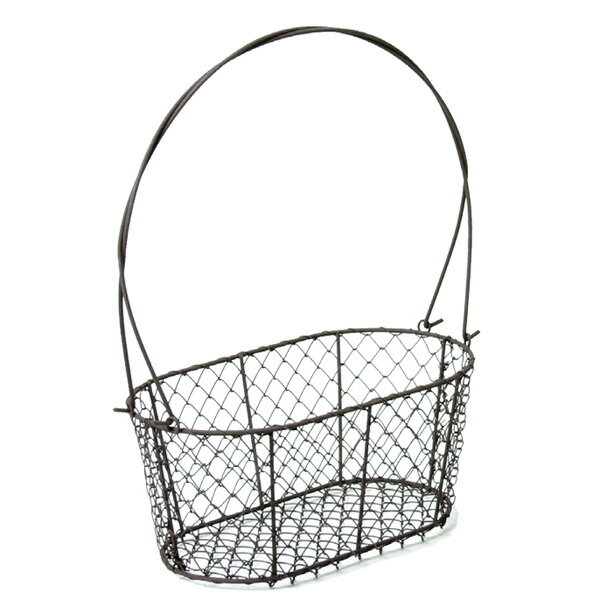 《 アレンジベース 》◆とりよせ品◆カルチベーター チキンワイヤー中4二鉢籠 ハンドル着脱式 サビ色 サビ色ワイヤー 壁掛け インテリア 花資材 花器 ベース アレンジ 安い 装飾 フラワーアレンジメントのサムネイル