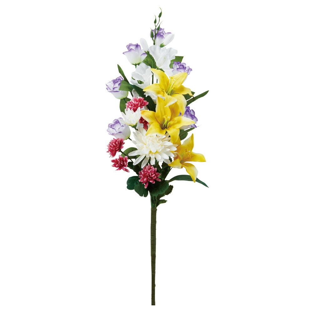 造花 仏花 とりよせ品 墓用組花 百合 ユリ トルコギキョウ トルコキキョウ トルコ桔梗 キク 菊 造花仏花 お供え花 供花 墓花 盆花 お盆 お彼岸 お葬式 お悔やみ花 仏事 フューネラル フェイク仏花 暑さに強い 枯れない 花材 素材 アスカ ASCA アスカ商会